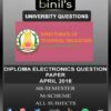 DOTE University Diploma 6th sem question paper for Electronics April-18