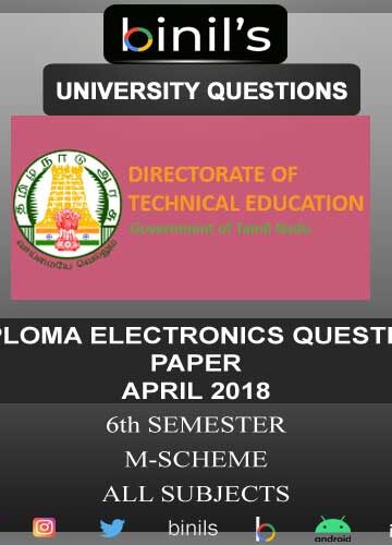 DOTE University Diploma 6th sem question paper for Electronics April-18