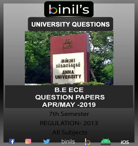 Anna University ECE Question Paper 7th Sem Apr/May 2019 Reg-2013