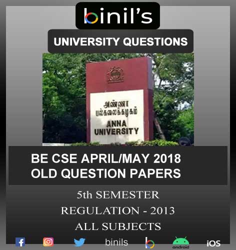 Anna University CSE 5th Sem Question Papers April/May 2018 Download