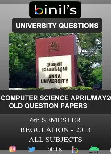 Anna University CSE 6th Sem question papers April/May 2019 Download