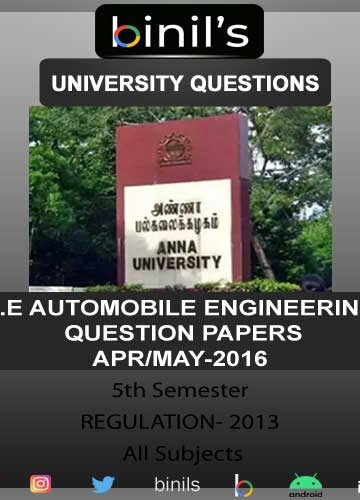 Automobile Question Paper 5th Sem Apr/May 2016 Reg-2013