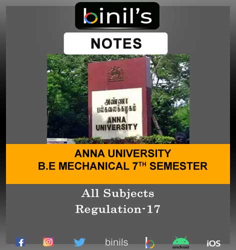 Anna University BE 7th Sem Mechanical Notes