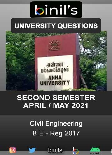 Anna University April 2021 Reg-2017 civil 2nd Sem Question paper Download