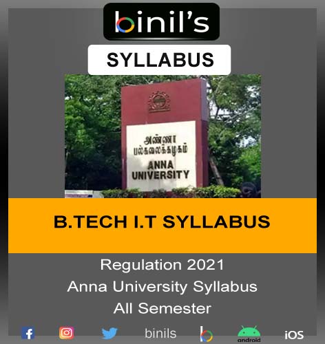 Anna University New Regulation 2021 I.T (B.Tech) Syllabus Download