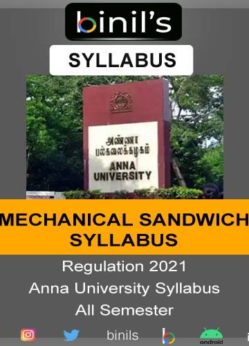 anna university Reg 2021 Mechanical Sandwich syllabus