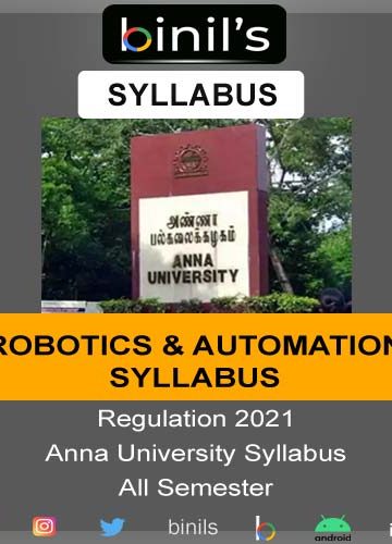 anna university Reg 2021 Robotics syllabus