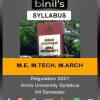 Anna University M.E, M.Tech, M.Arch Syllabus PDF download