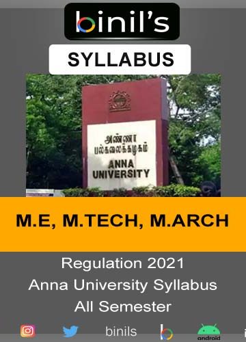 Anna University M.E, M.Tech, M.Arch Syllabus PDF download