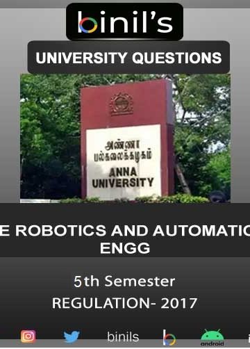 Anna University April 2021 Reg-2017 Robotics 5th Sem Question paper Download