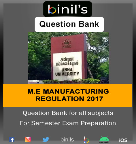 Manufacturing Engineering question bank reg-17