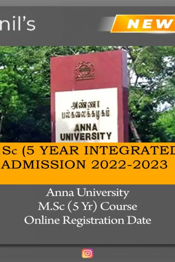 Anna University M.Sc Admission 2022-23