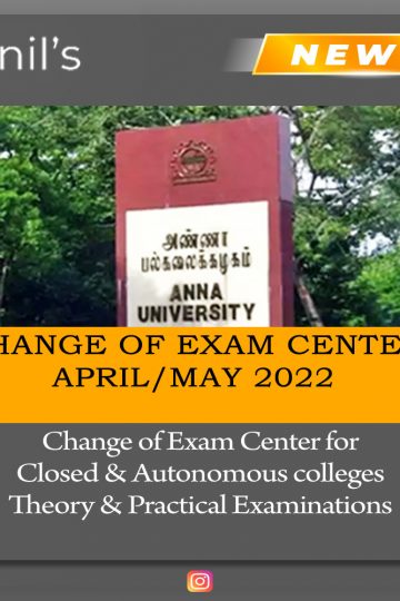 Change of exam center April/May 2022