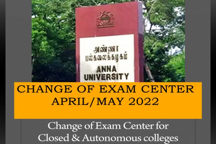 Change of exam center April/May 2022