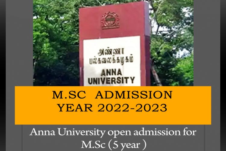 M.Sc (5 years) course Admission 2022-23