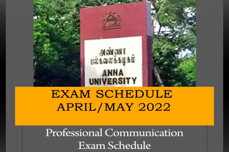 Professional Communication exam schedule April/May 2022