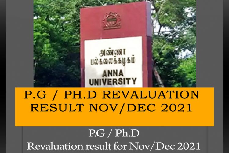 P.G / PhD Revaluation Result Nov-Dec 2021