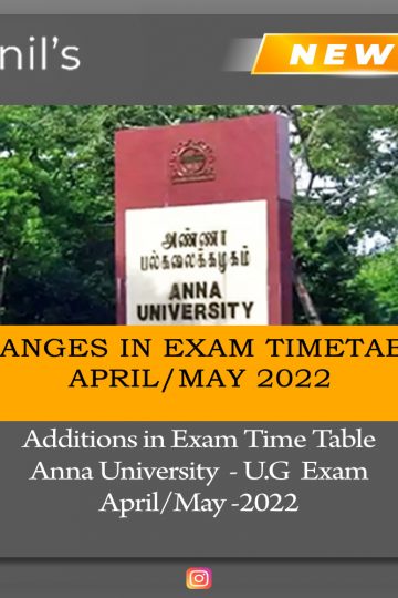 Additions in Exam Time Table-2022