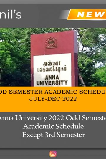 Anna University Odd Sem Academic Schedule Aug - Dec 2022