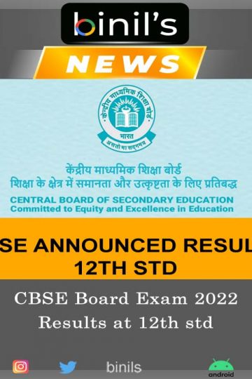 CBSE Announced the Result for Class 12th Board Exam-2022