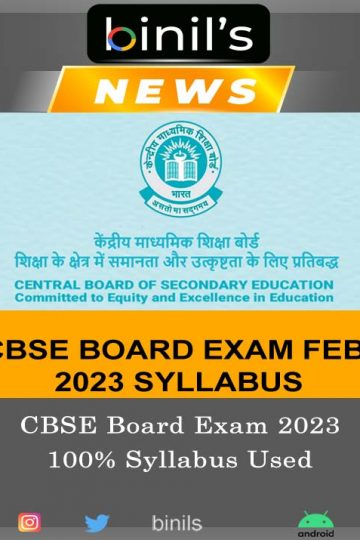 CBSE Board Exam in February 2023 used 100% Syllabus