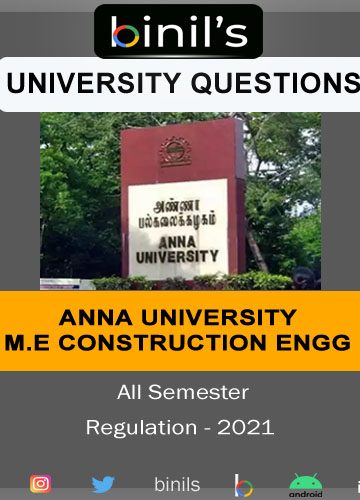 M .E Construction Engineering Reg-2021 question papers