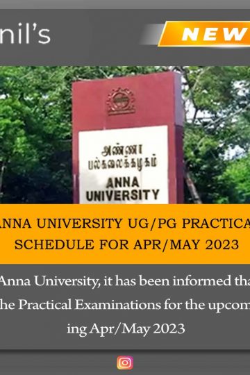 Anna University UG/PG Practical Schedule for Apr/May 2023 | Affiliated Colleges