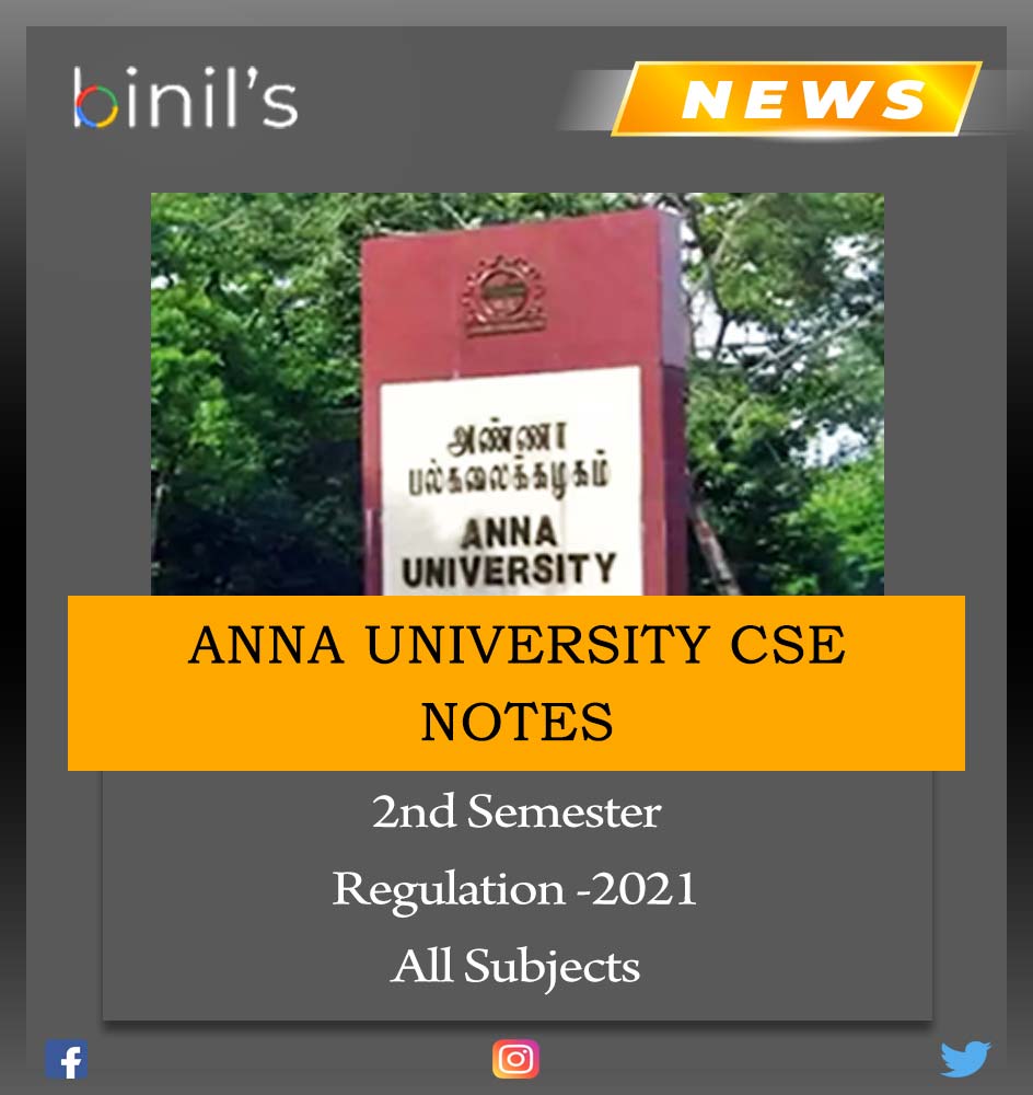 Anna University CSE Regulation 2021 Notes PDF Download