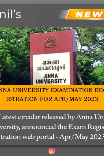 Anna University Examination Registration for Apr/May 2023